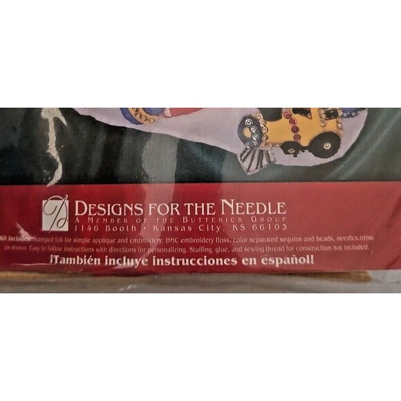 Designs For The Needle 18" Christmas Felt Stocking Kit Santa & Tree 9903 NOS - Picture 4 of 6